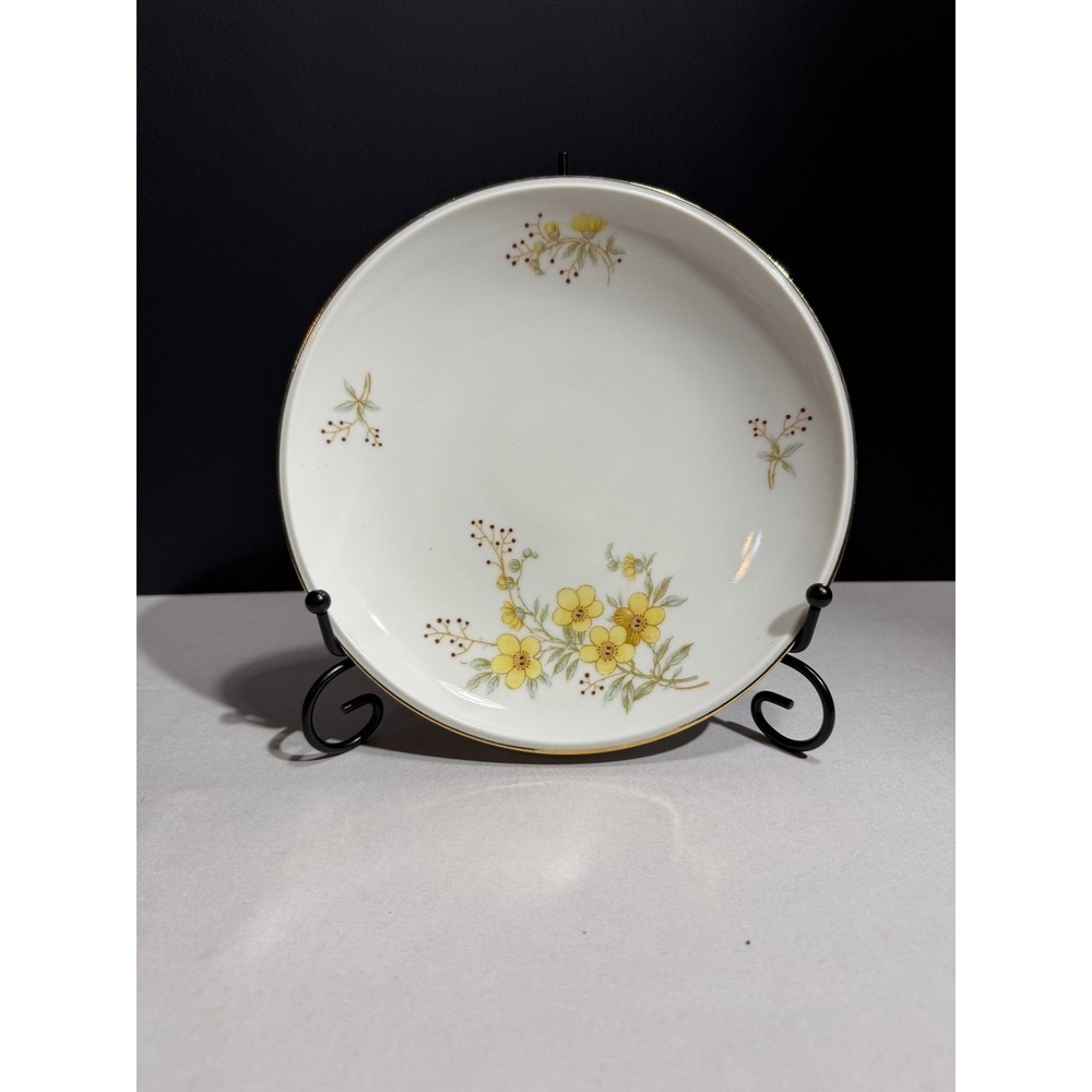 Hutschenreuther Arzberg Bavaria Iris Yellow Floral Porcelain Saucer Gold Rim